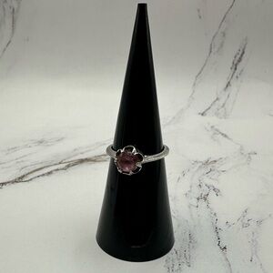 Silver Ring with Pink Gemstone